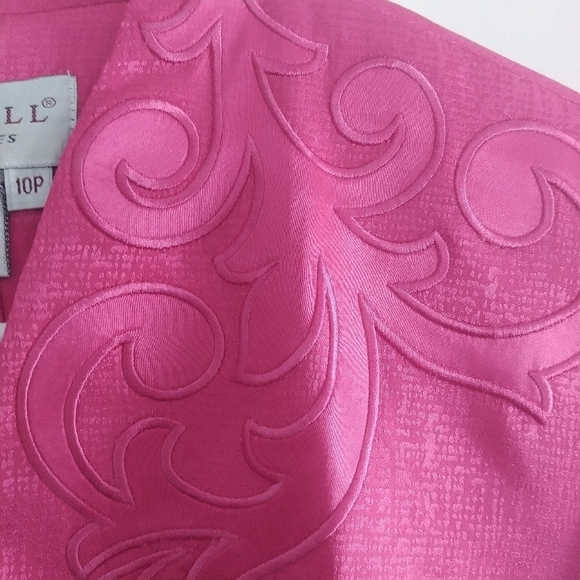 Papell Petites 100 percent Silk Pink Embroidered Blazer Jacket Formal 10P - Picture 12 of 14